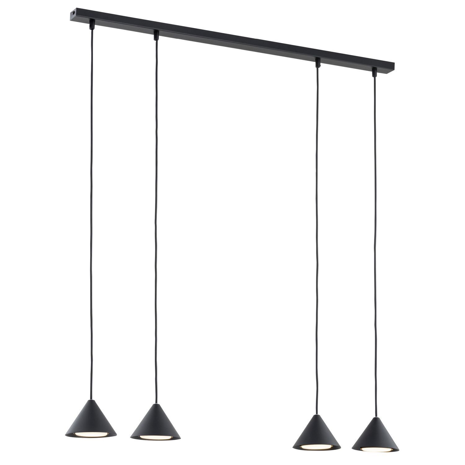 Lampe à suspendre métal L : 90 cm Noir GX53 4 flammes