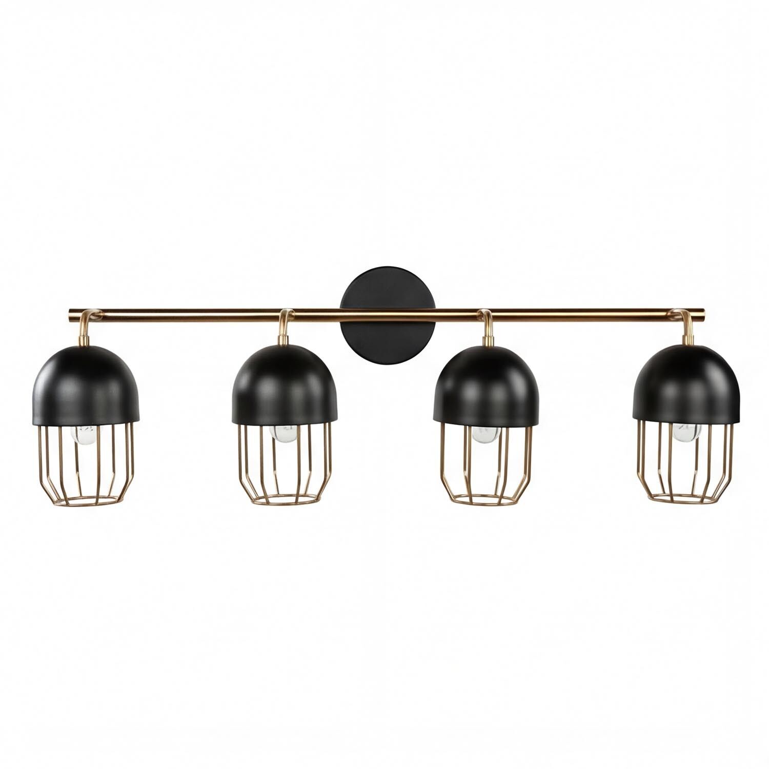 Wandlampe Schwarz Gold groß 4x E14 Metall Loft Design Deckenleuchte, Hängeleuchte, vierflammig, schwarz, Metallkonstruktion