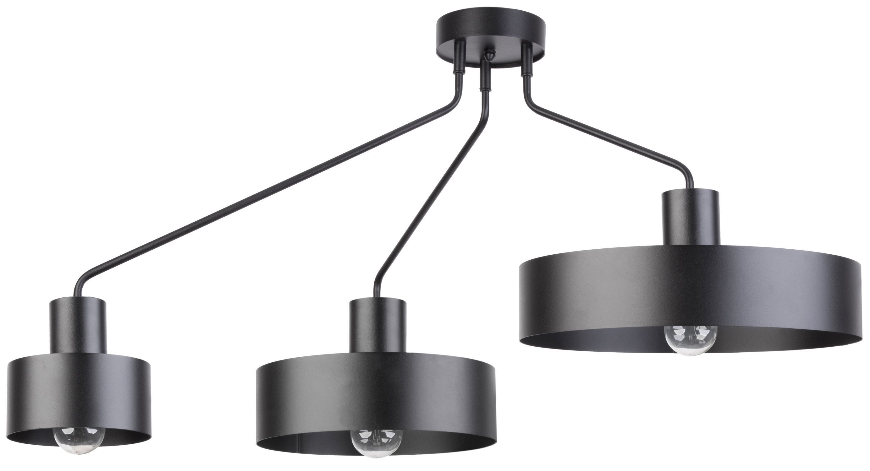 Plafonnier rétro noir métal 3 flammes flashy