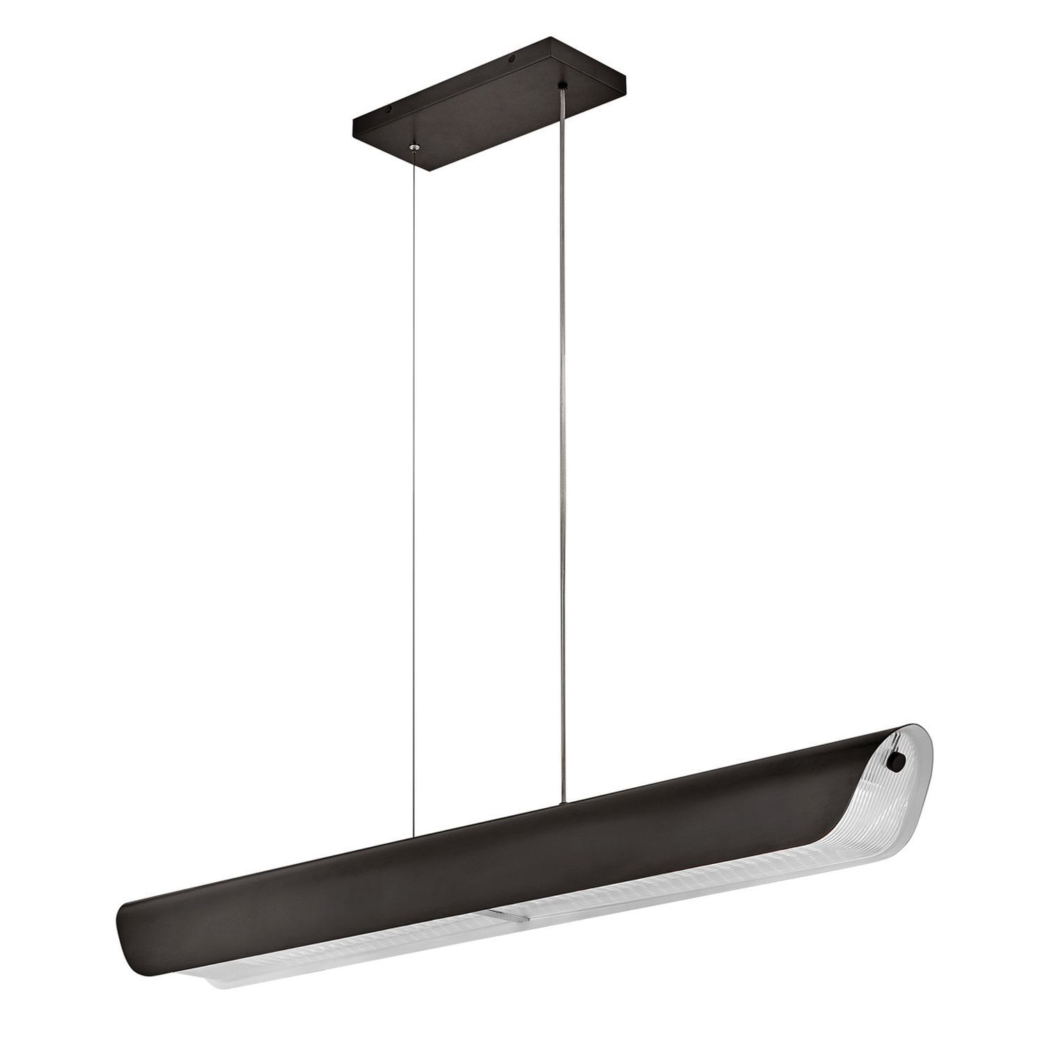 Suspension LED 116,8 cm de long Métal Verre Noir Moderne Lampe