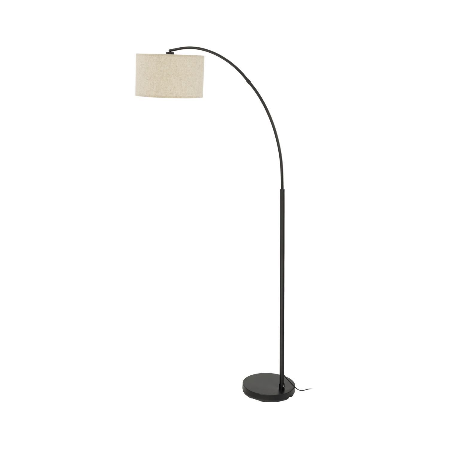 Bogenleuchte 200 cm verstellbar Stoff Metall Schwarz Beige E27 Lampe, Lampenschirm