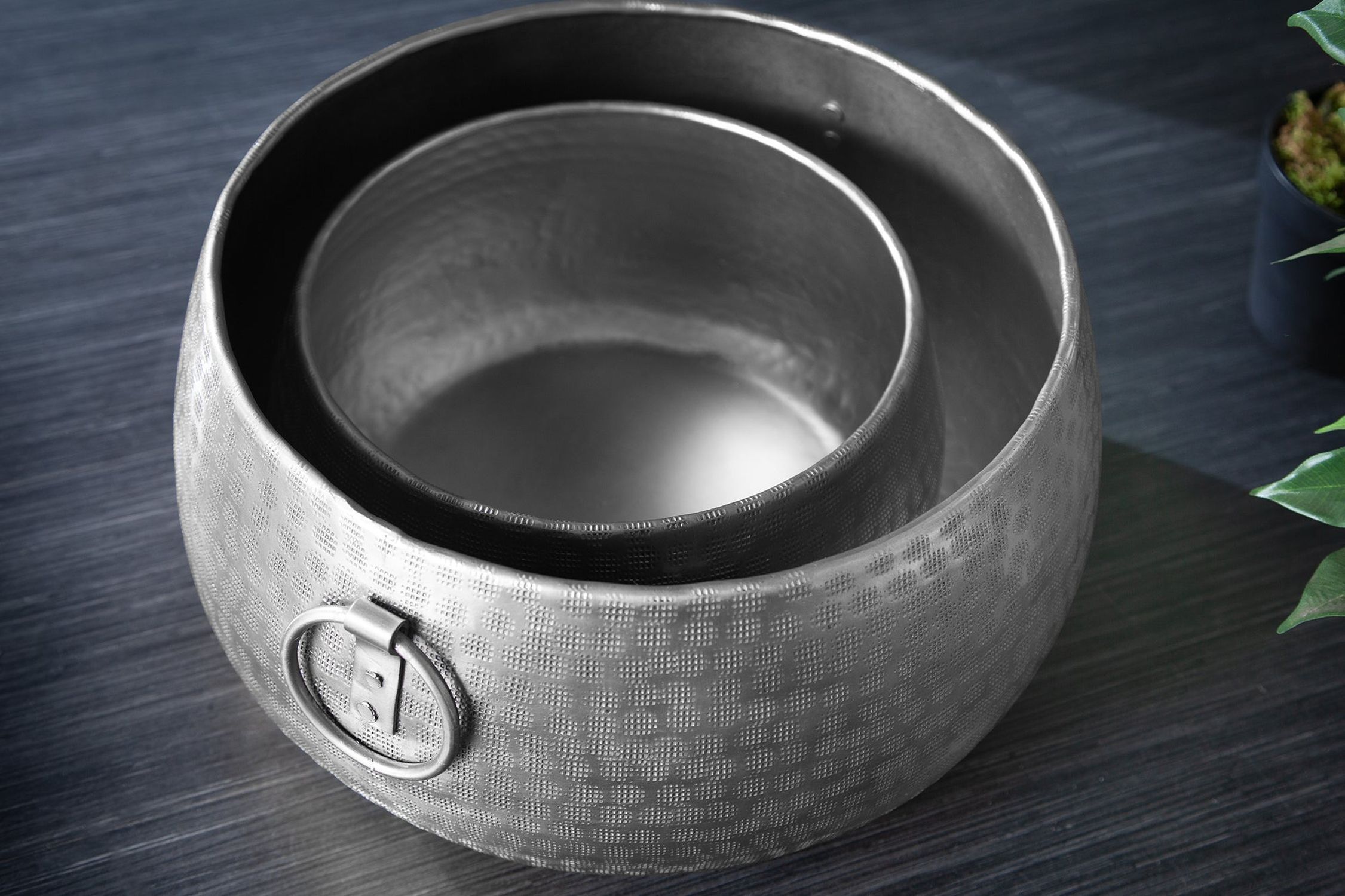 Cache-pot 2 pièces en métal martelé à la main en argent Kochgeschirr, Topf, Kochtopf, Essen, Kochpfanne