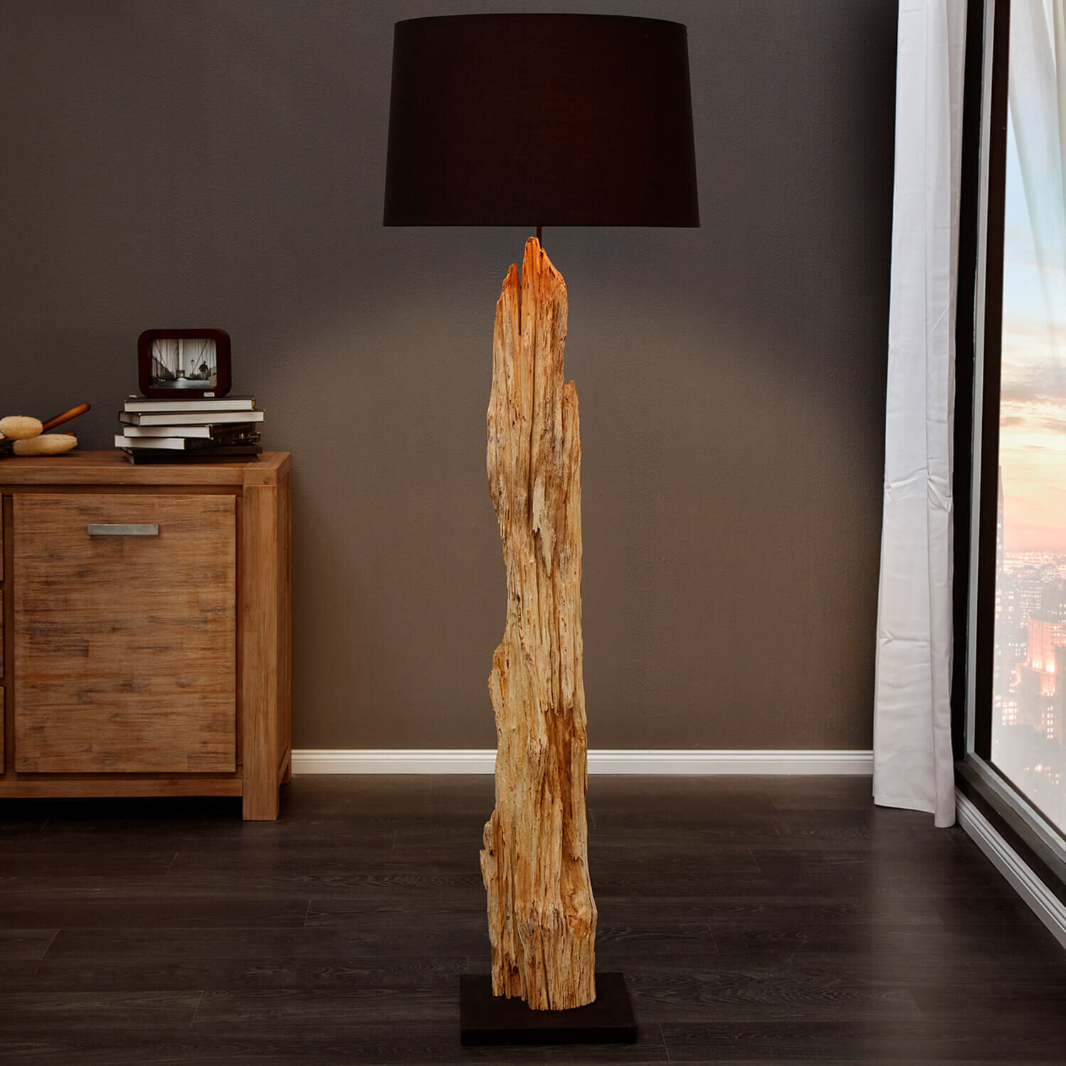 Stehleuchte 175cm Modern individuell Treibholz Lampe, Holz