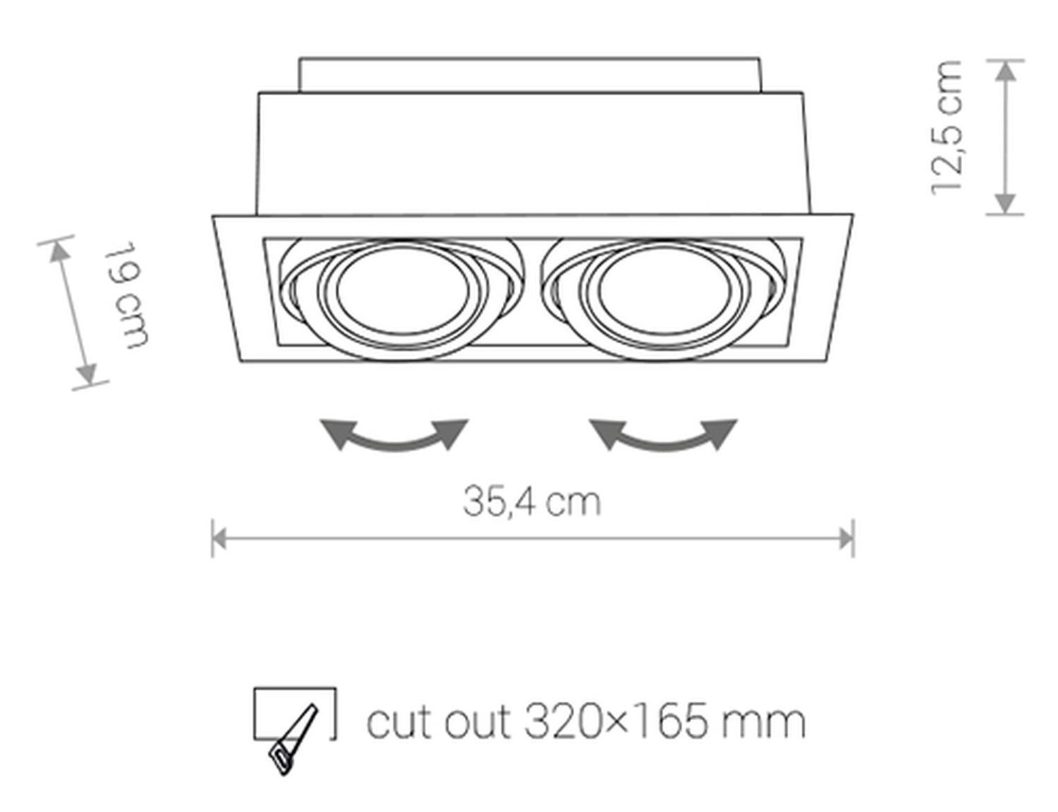 Einbauleuchte Weiß Metall 2-flmg