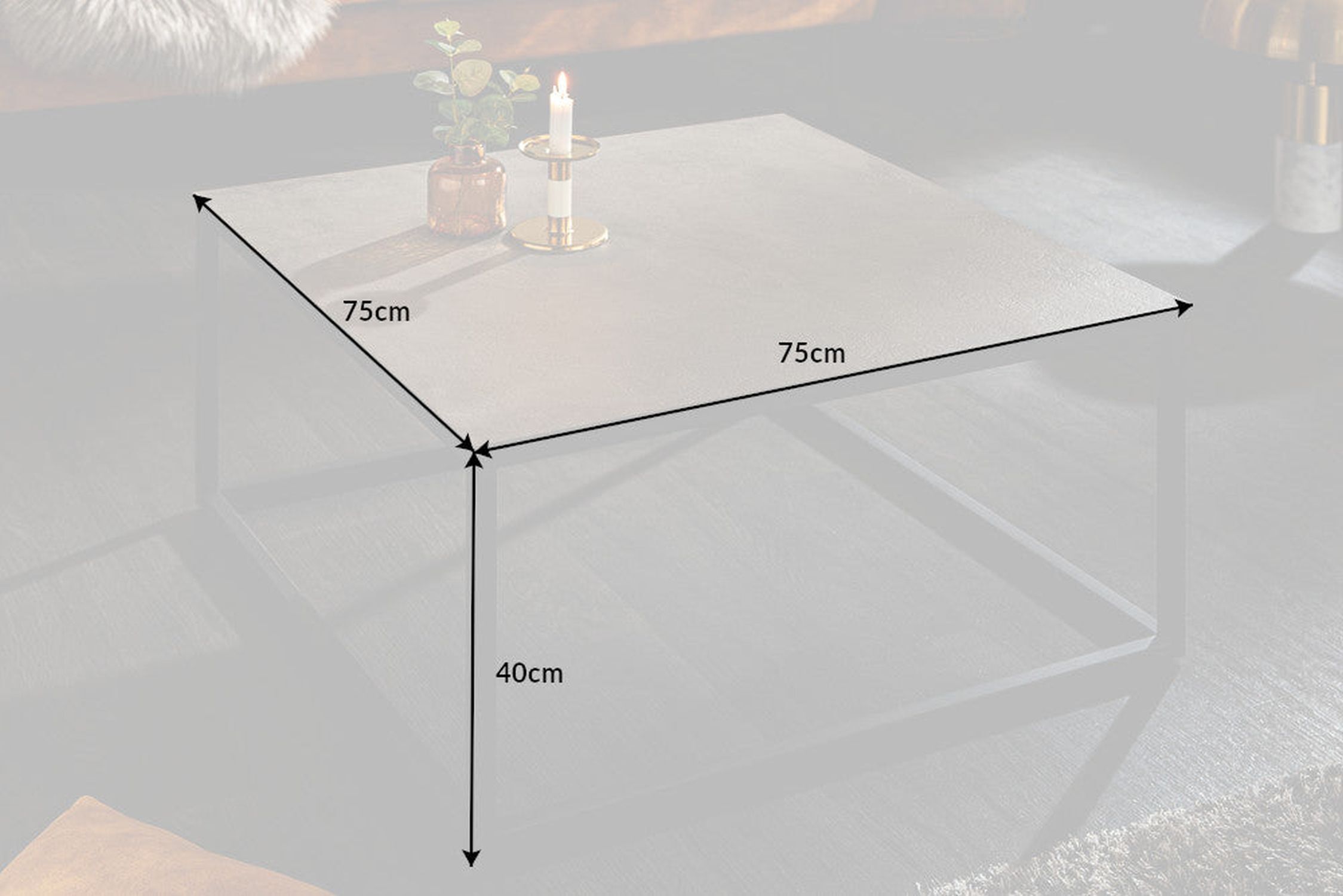Table basse en céramique gris aspect béton 75x40 cm (lxh)