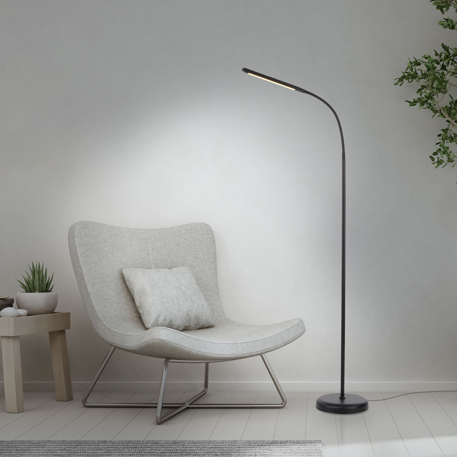LED Stehleuchte Metall Schwarz Touch 125 cm verstellbar