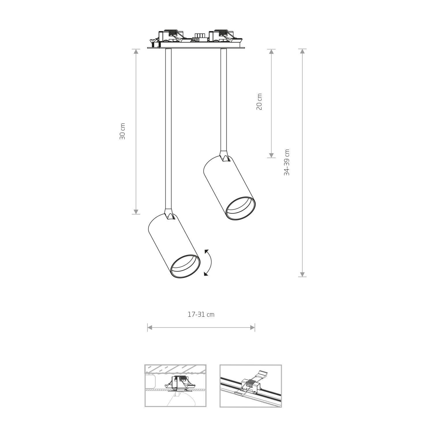 Deckenspot schwenkbar Einbau B: 17 cm 2-flammig GU10 Diagramm, Handlung