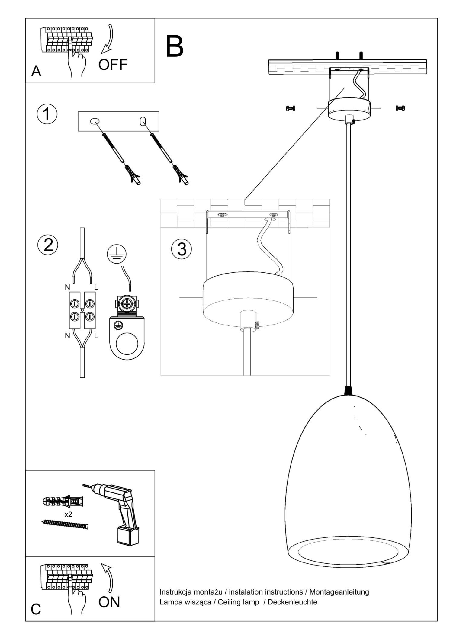 Suspension Blanc Céramique Ø 25 cm à peindre E27