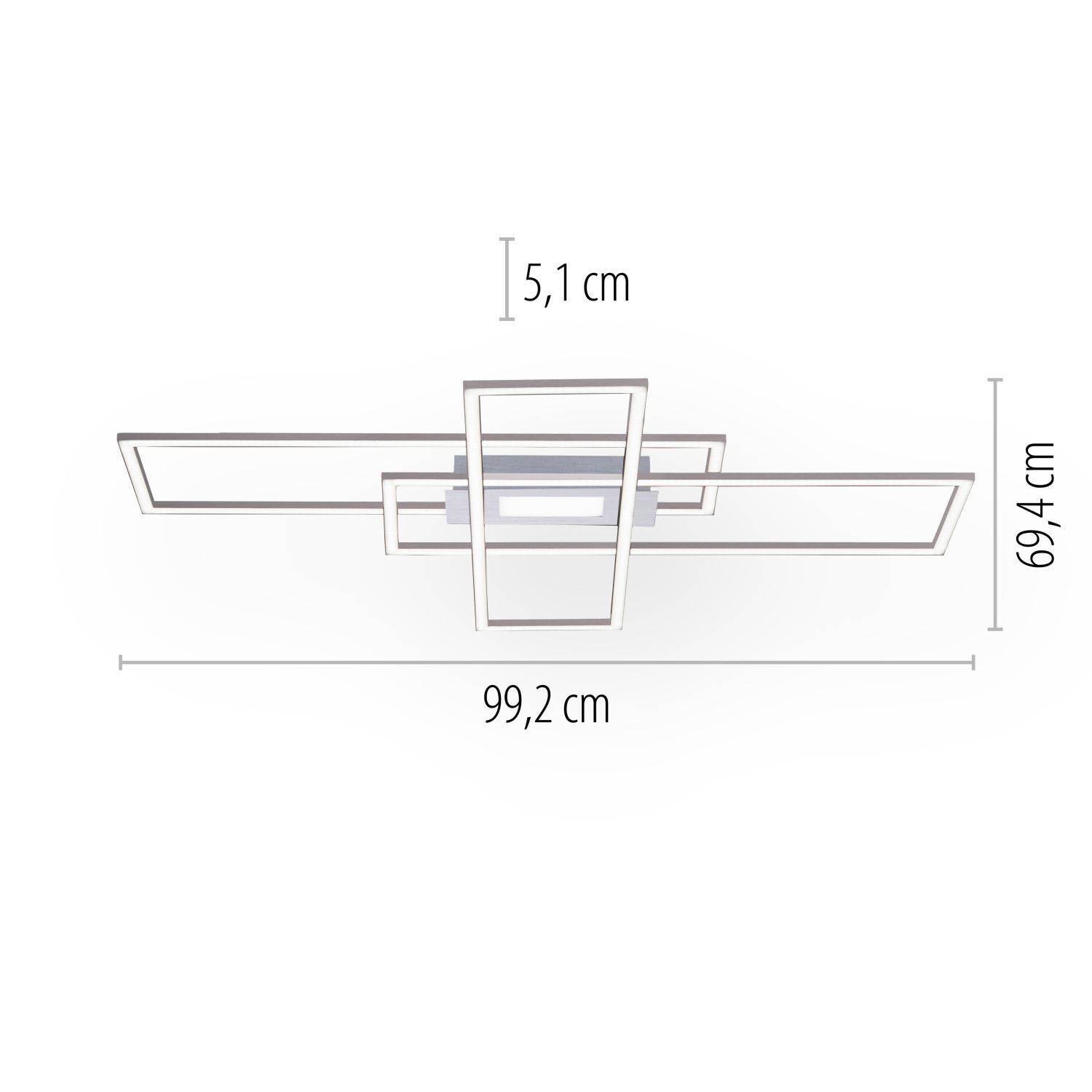 LED Deckenlampe dimmbar Metall in Stahl L:98,9 cm 45 W