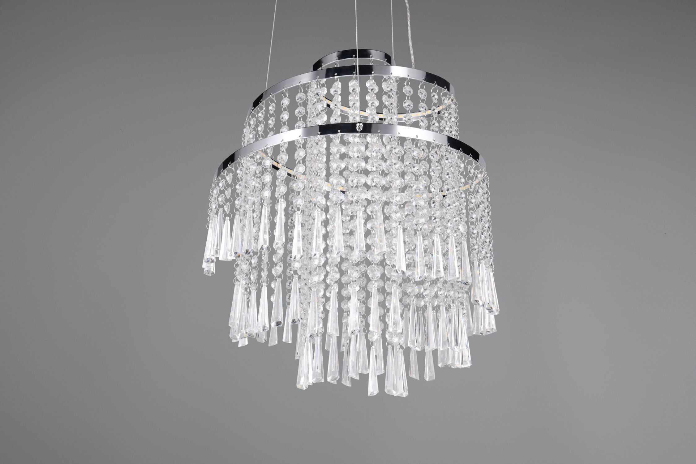 LED Hängelampe mit Fernbedienung dimmbar Chrom Acryl Leuchter, Lampe