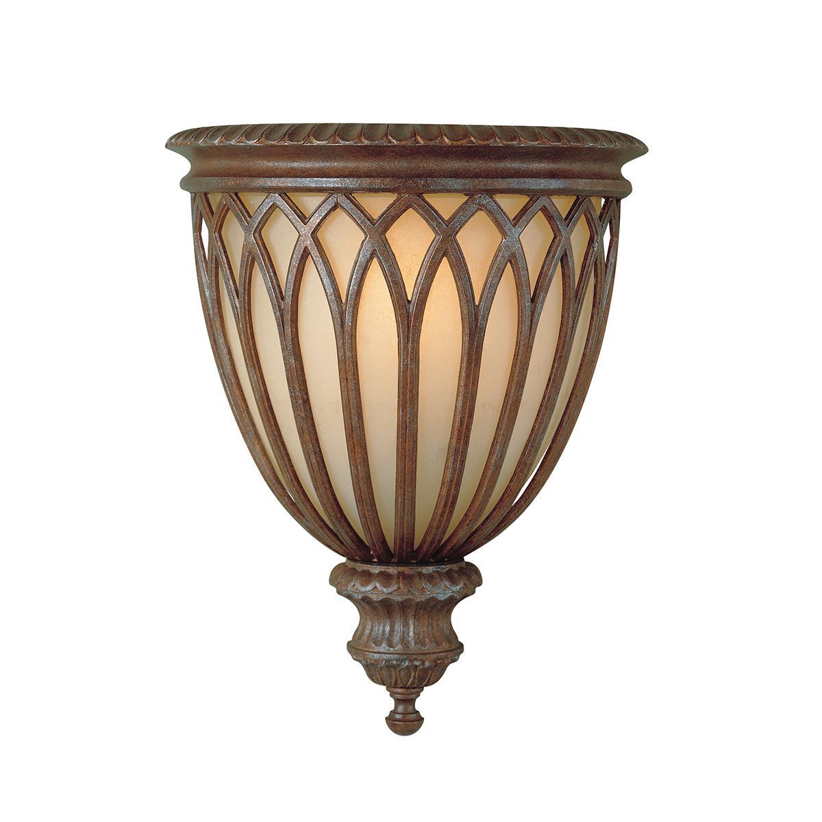 Antike Wandleuchte SERNOY in Bronze Creme H:34cm Glas Bronze, Lampe, Leuchte, Deckenleuchte