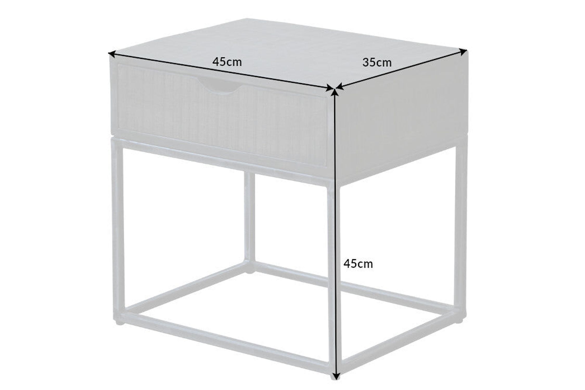 Table de nuit avec tiroir Bois d'acacia Métal Gris Noir