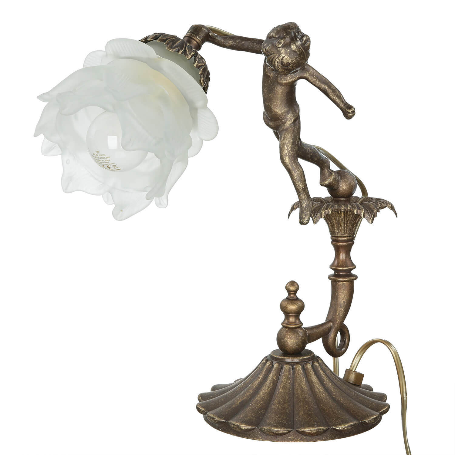 Tischlampe Putti aus Echt-Messing Antik Premium