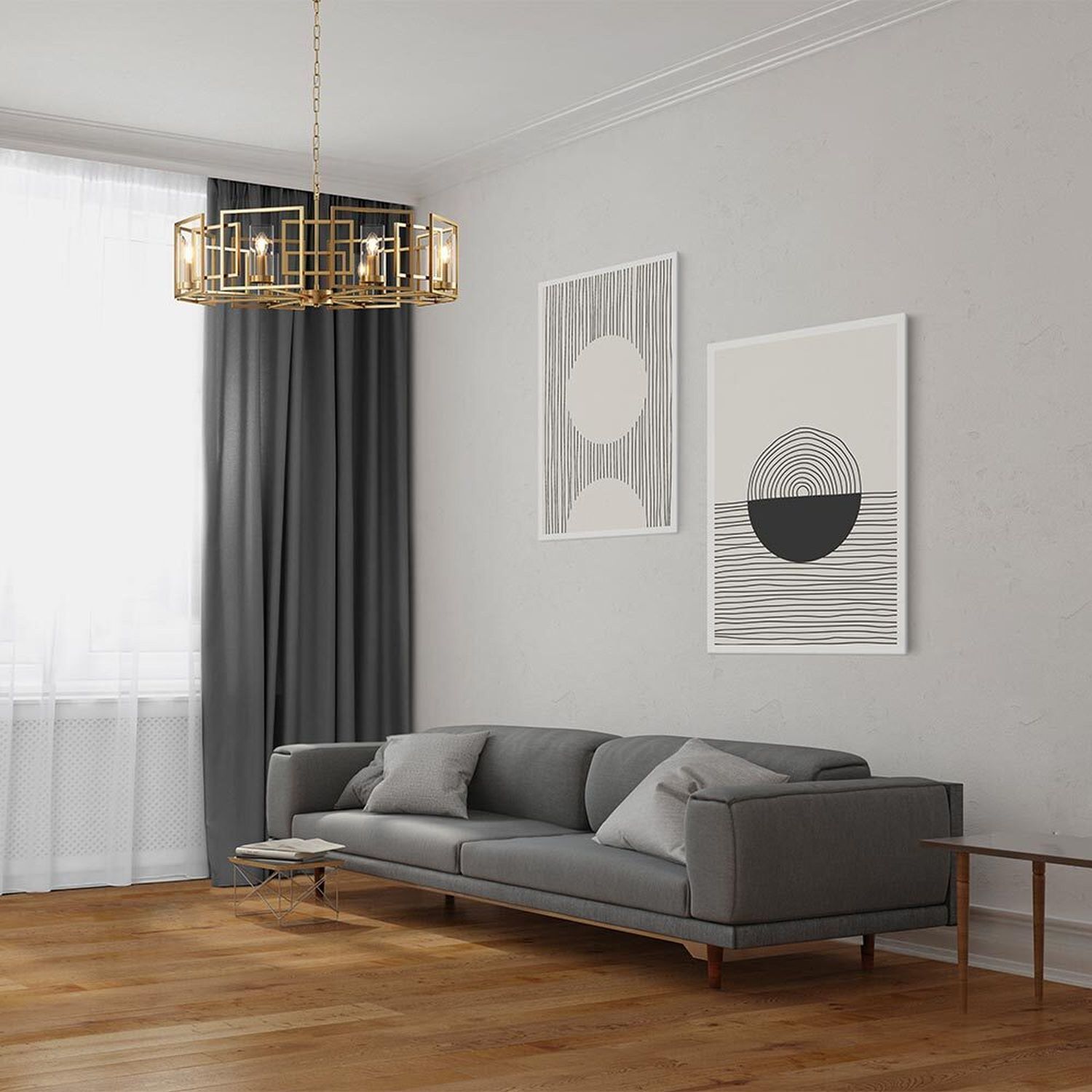 Kronleuchter Metall Glas D: 87,5 cm rund in Gold E14 Wohnzimmer, Innenarchitektur, Couch, Dekoration für Zuhause, Lampe