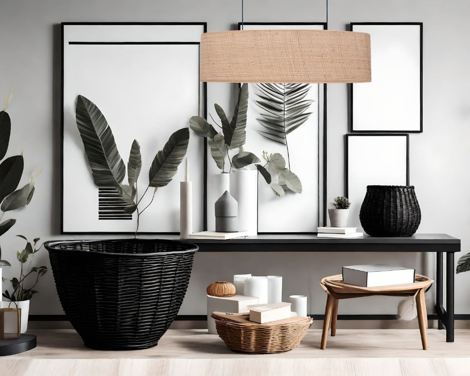 Gemütliche Hängelampe Stoff Schwarz Natur 2-flammig E27 Lampe, Drinnen, Innenarchitektur, Mobiliar, Tabelle