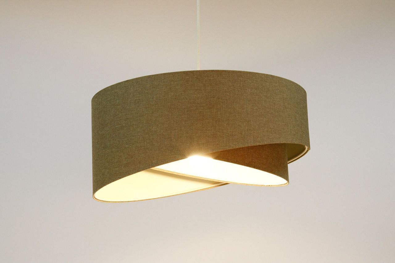 Hängelampe Modern E27 rund D: 40 cm Braun Stoff Boho Lampe, Deckenleuchte