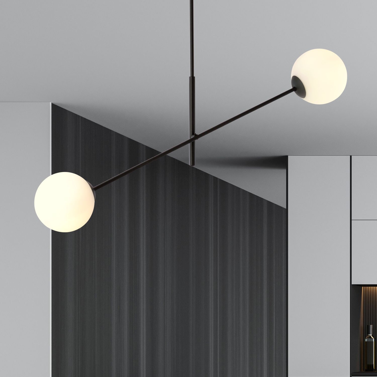 Plafonnier verre métal 102 cm de long orientable E14 2 flammes