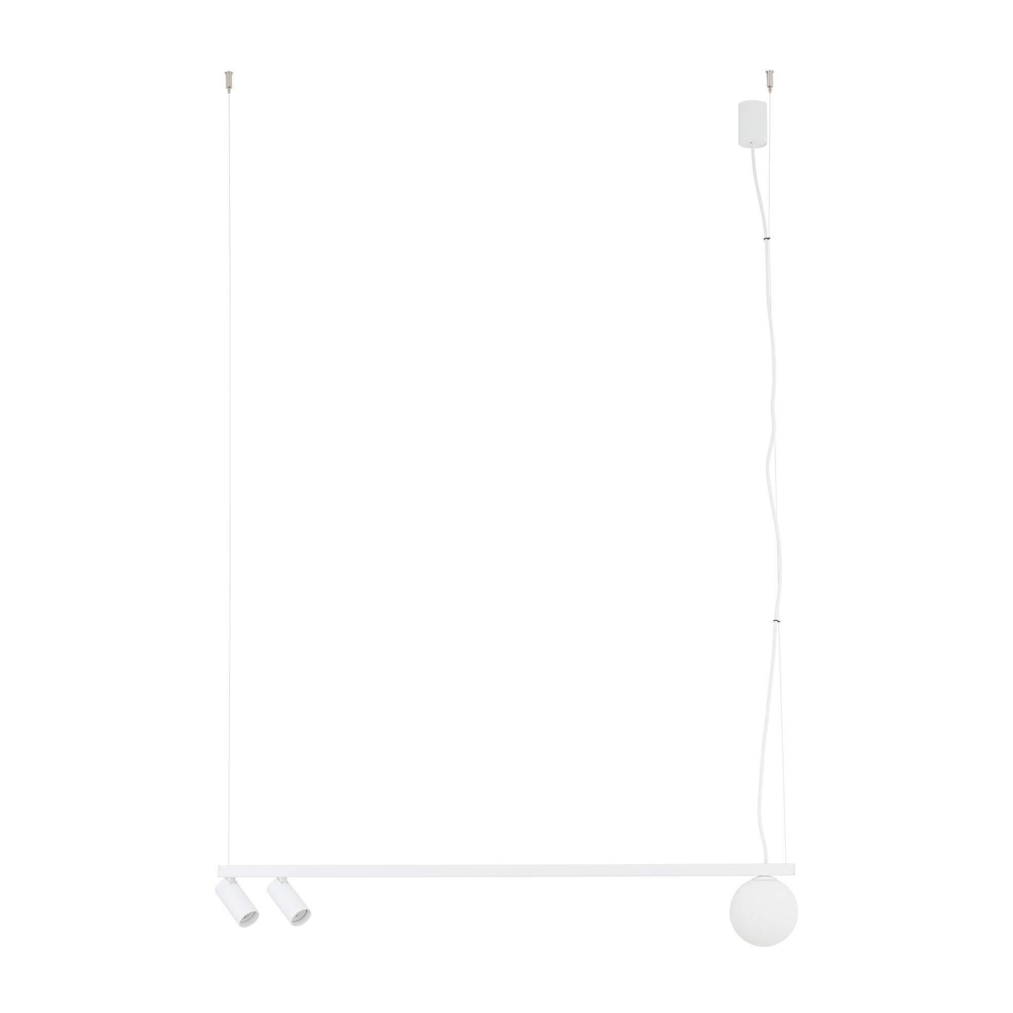 Flexible Hängelampe Aluminium Glas Weiß GU10 G9 107 cm Lichtleiste, Pendantleuchte, Schienensystem, LED, weiße Leuchte