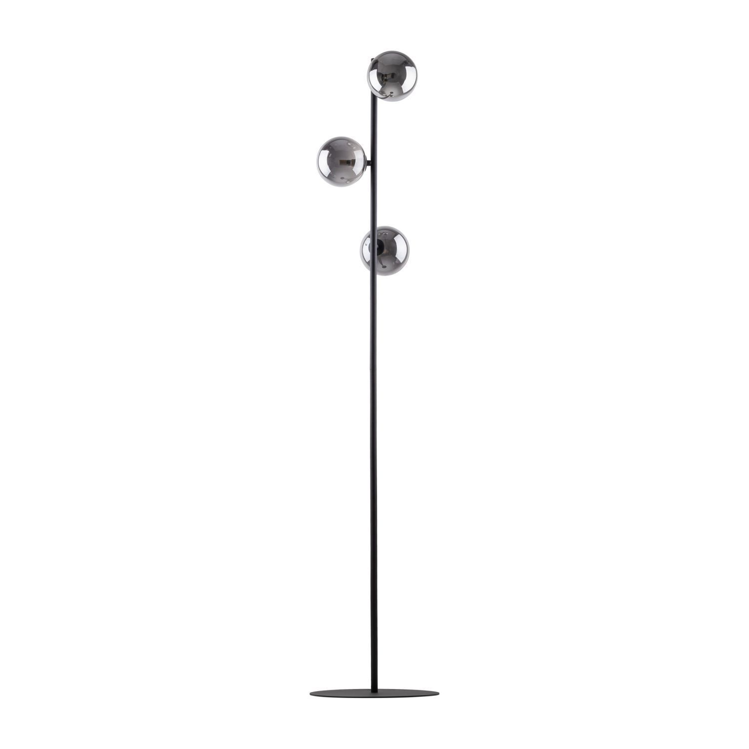 Lampadaire 151 cm verre fumé métal gris noir 3x G9 Drinnen