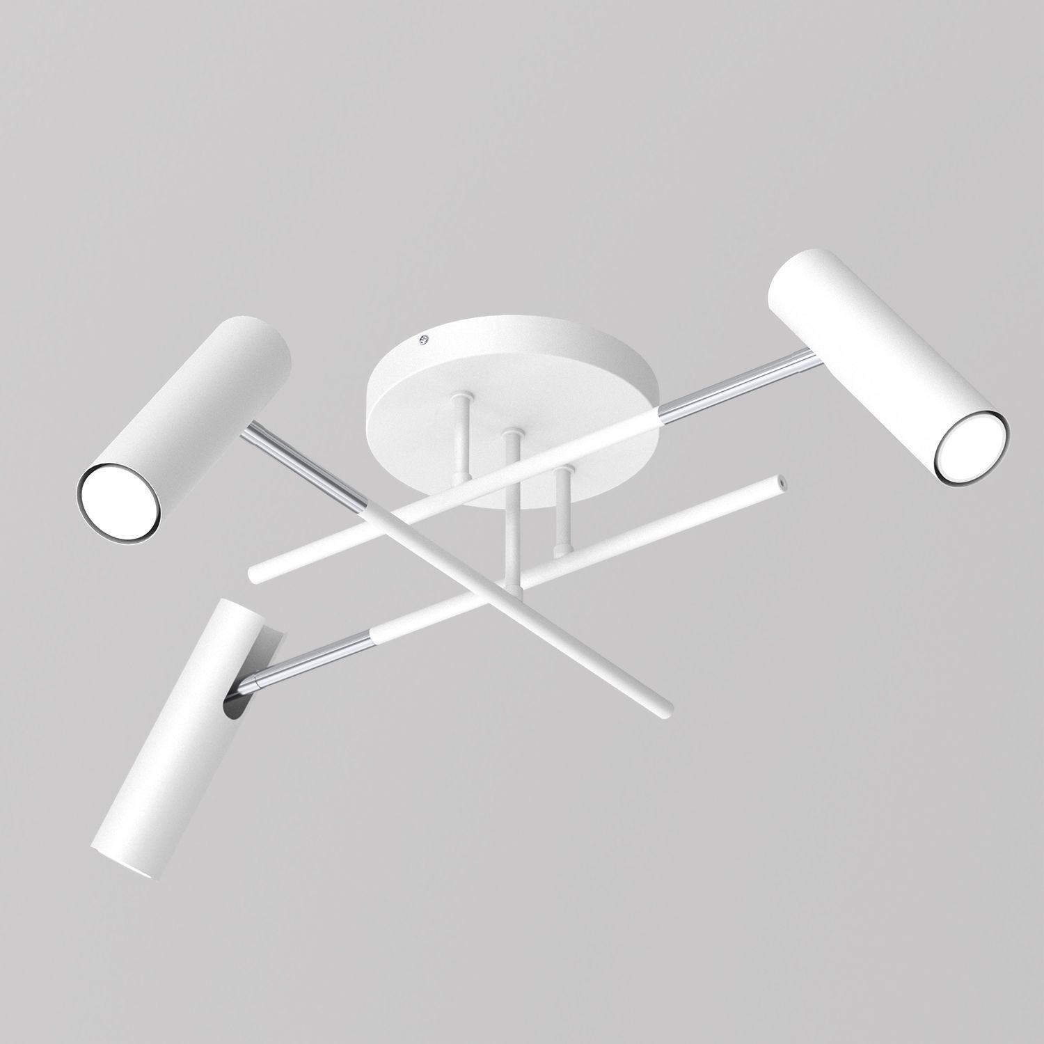 Spot de plafond flexible blanc gris chrome métal GU10 L:89 cm Spot de plafond flexible blanc gris chrome métal GU10 L:89 cm