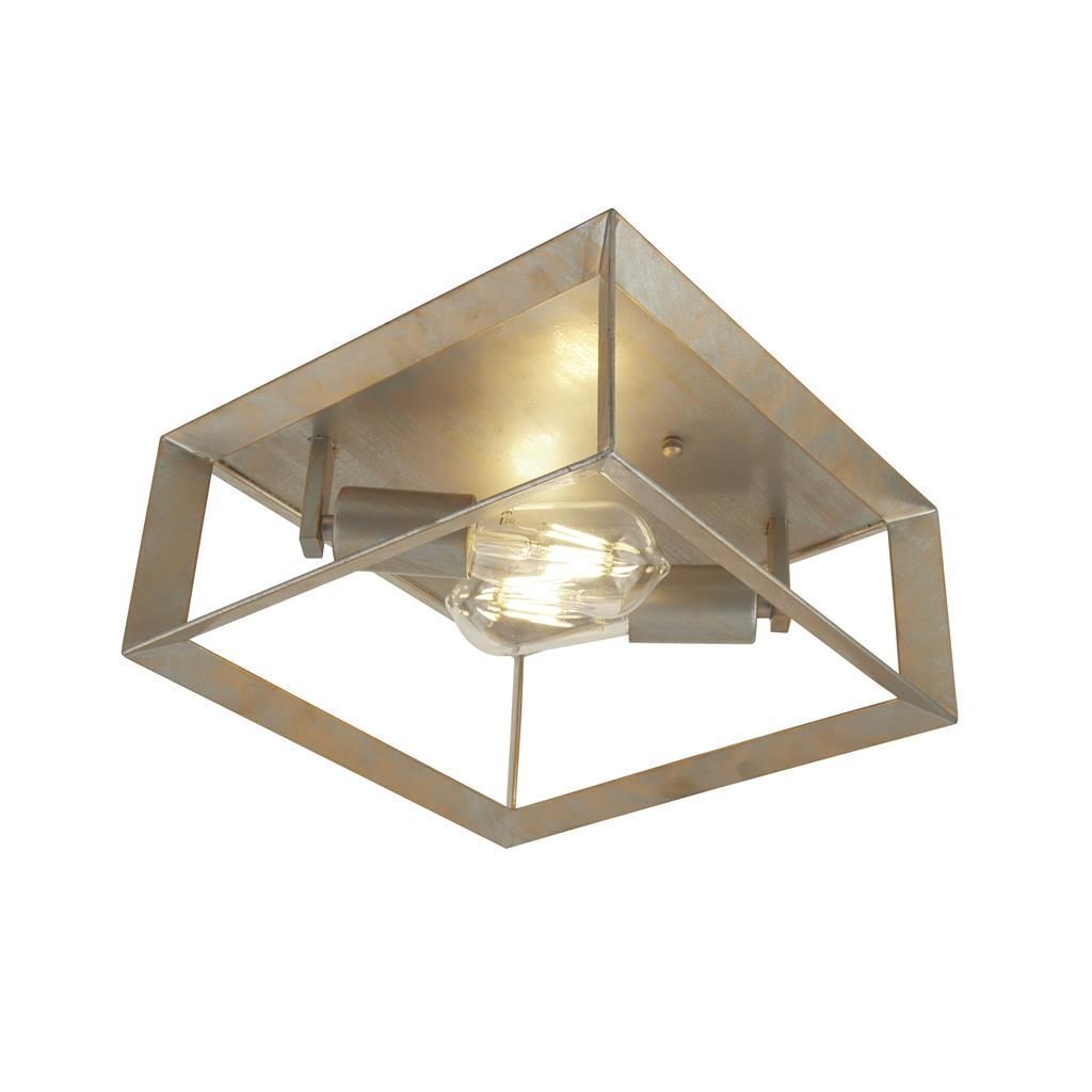 Deckenlampe eckig B: 30 cm in Silber-Gold 2x E27 Metall