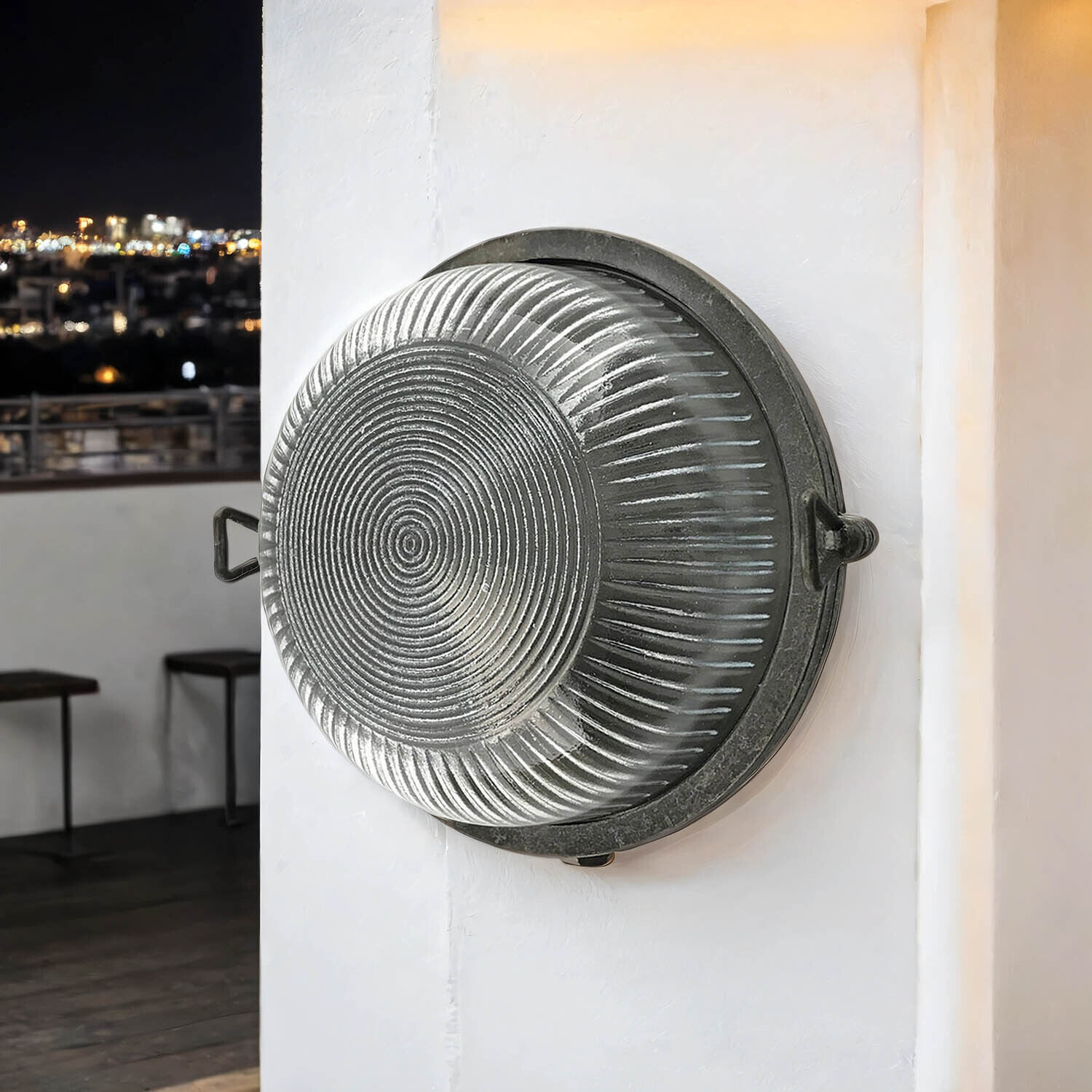 Kellerlampe laiton véritable verre E27 IP64 Ø 17,5 cm rond