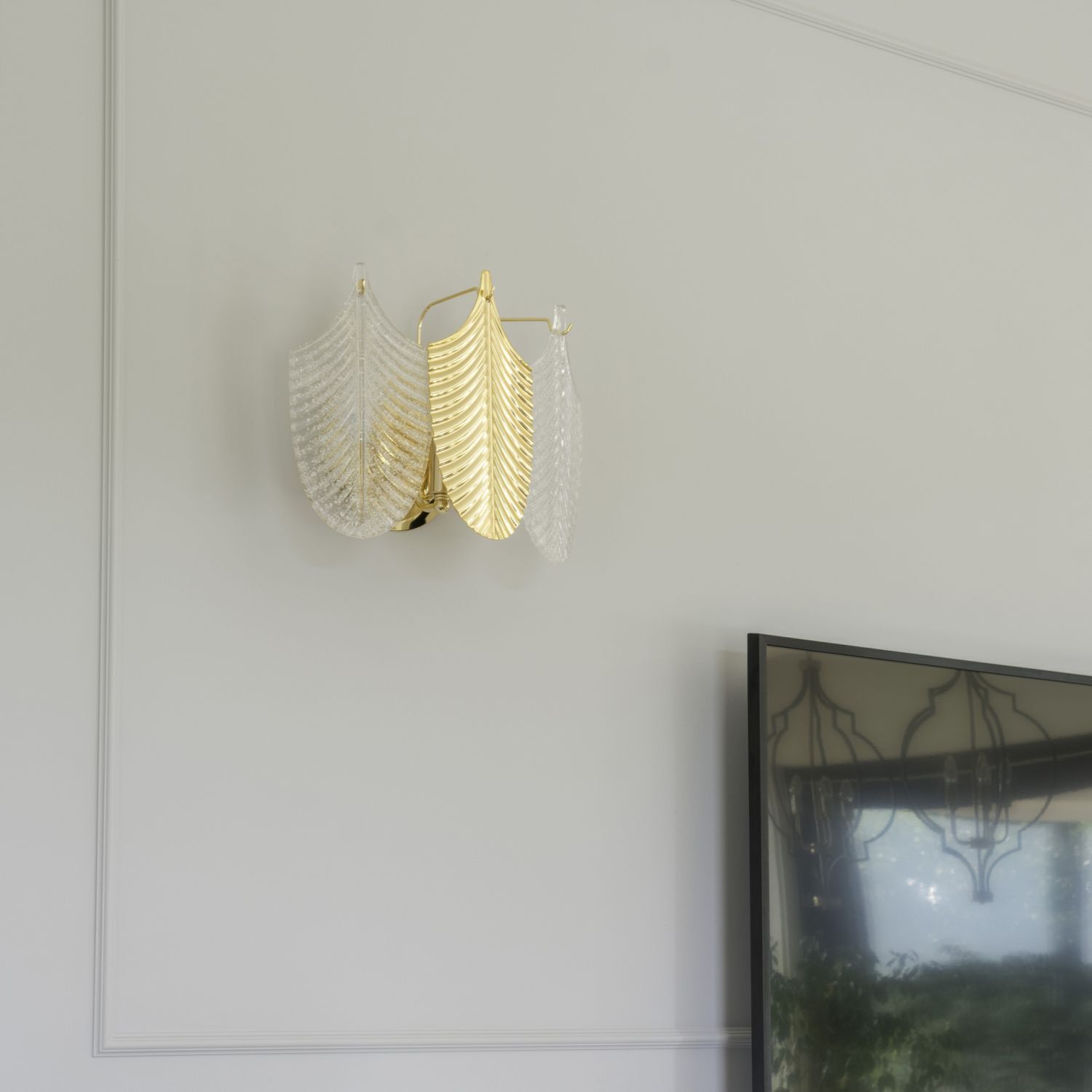 Wandleuchte Keramik Metall B: 36 cm in Weiß Gold 3x E14 Lampe, Kronleuchter, Kunst, Kunsthandwerk, Innenarchitektur