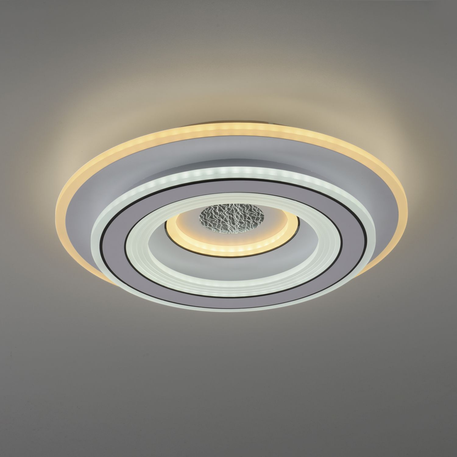 Weiße LED Deckenlampe Dimmer Ø40 cm 5100 lm Nachtlicht