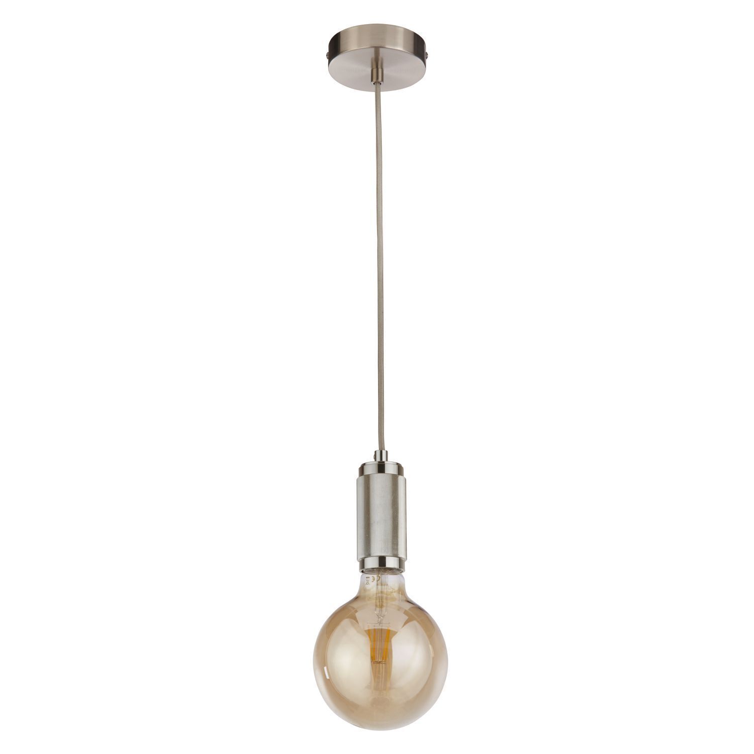 Lampe à suspendre aluminium argent E27 Ø10 cm Vintage