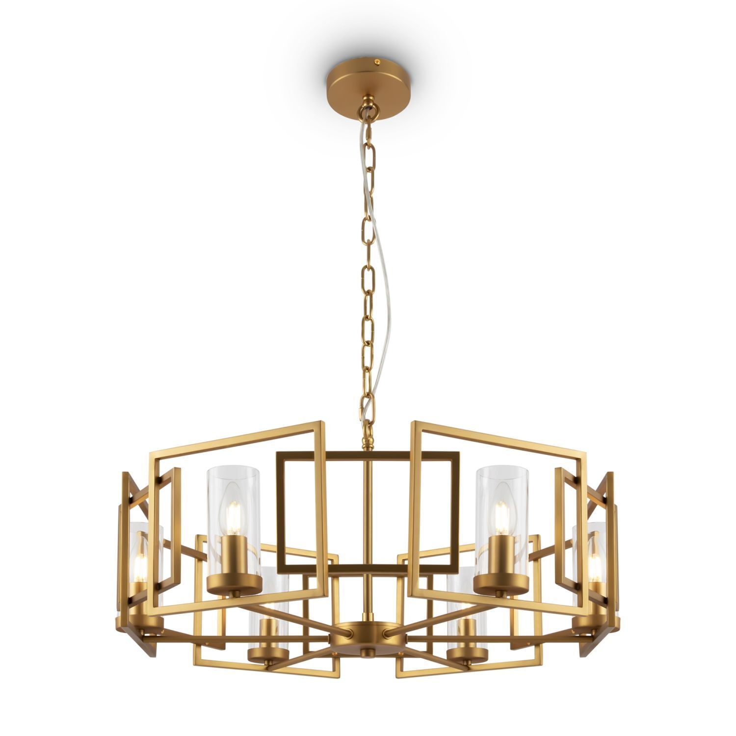 Kronleuchter Metall Glas E14 D: 65,6 cm in Gold rund Leuchter, Lampe, Leuchte, Deckenleuchte