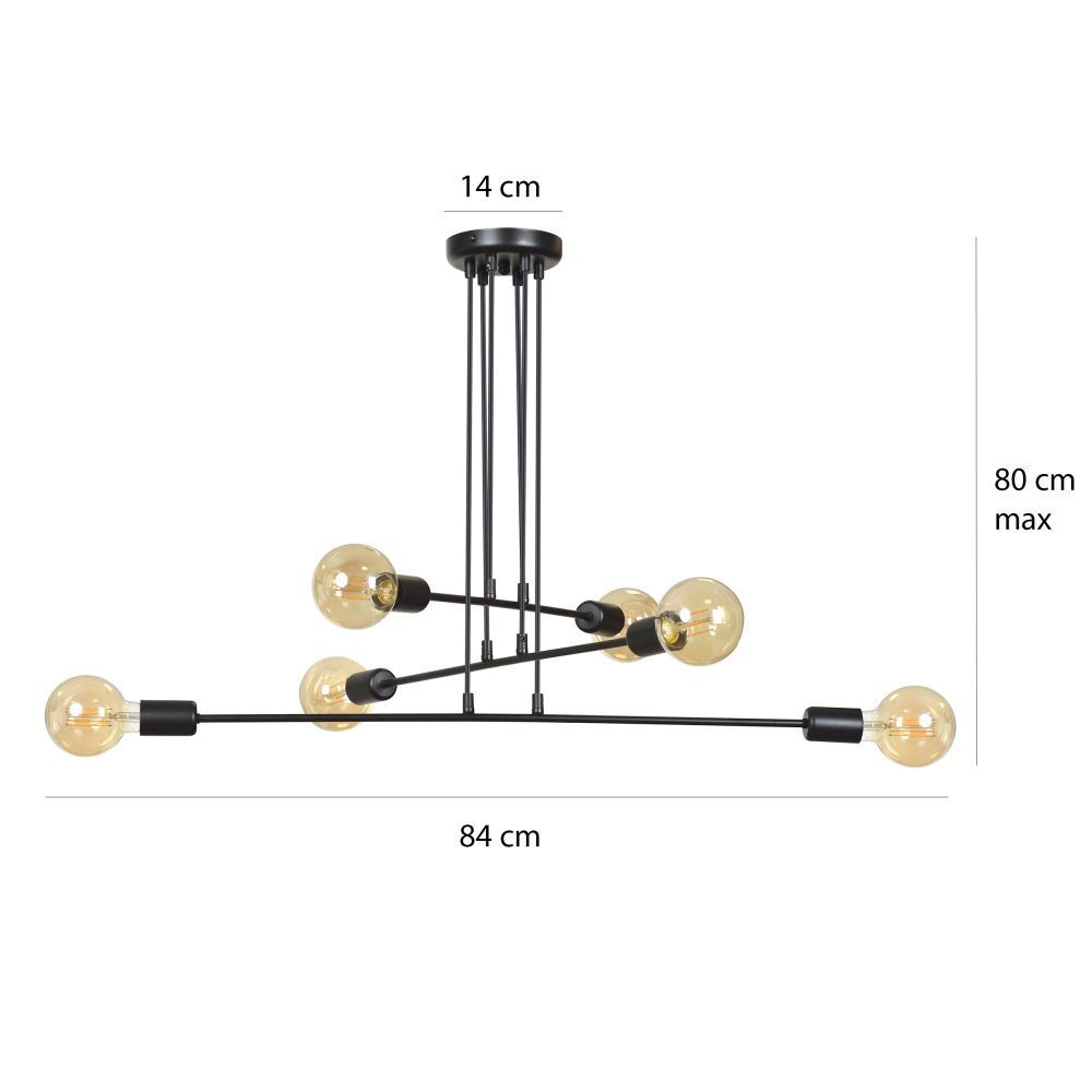 Lampe à suspendre Retro noir réglable pour 6x E27