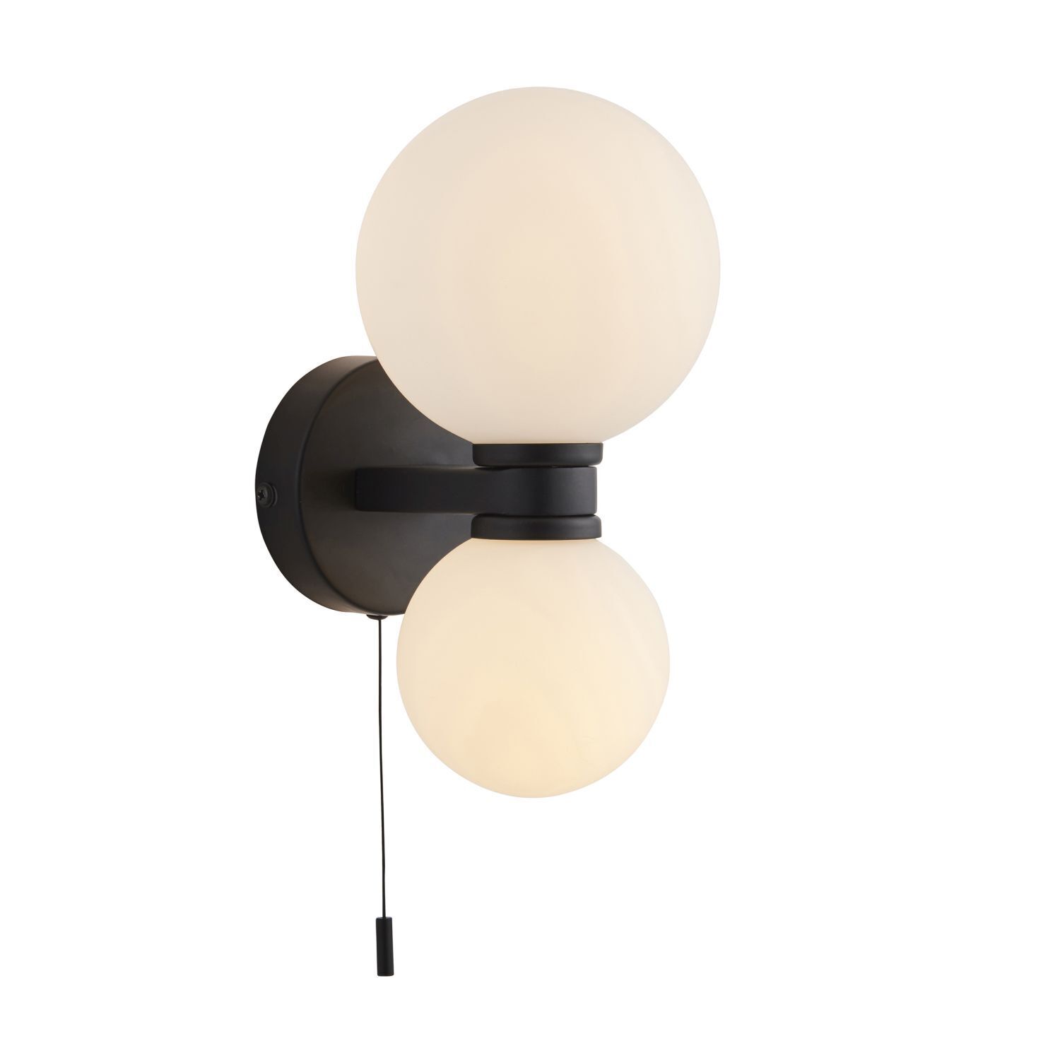 Applique avec interrupteur à tirette Noir Blanc Salle de bain IP44 H : 23,2 cm