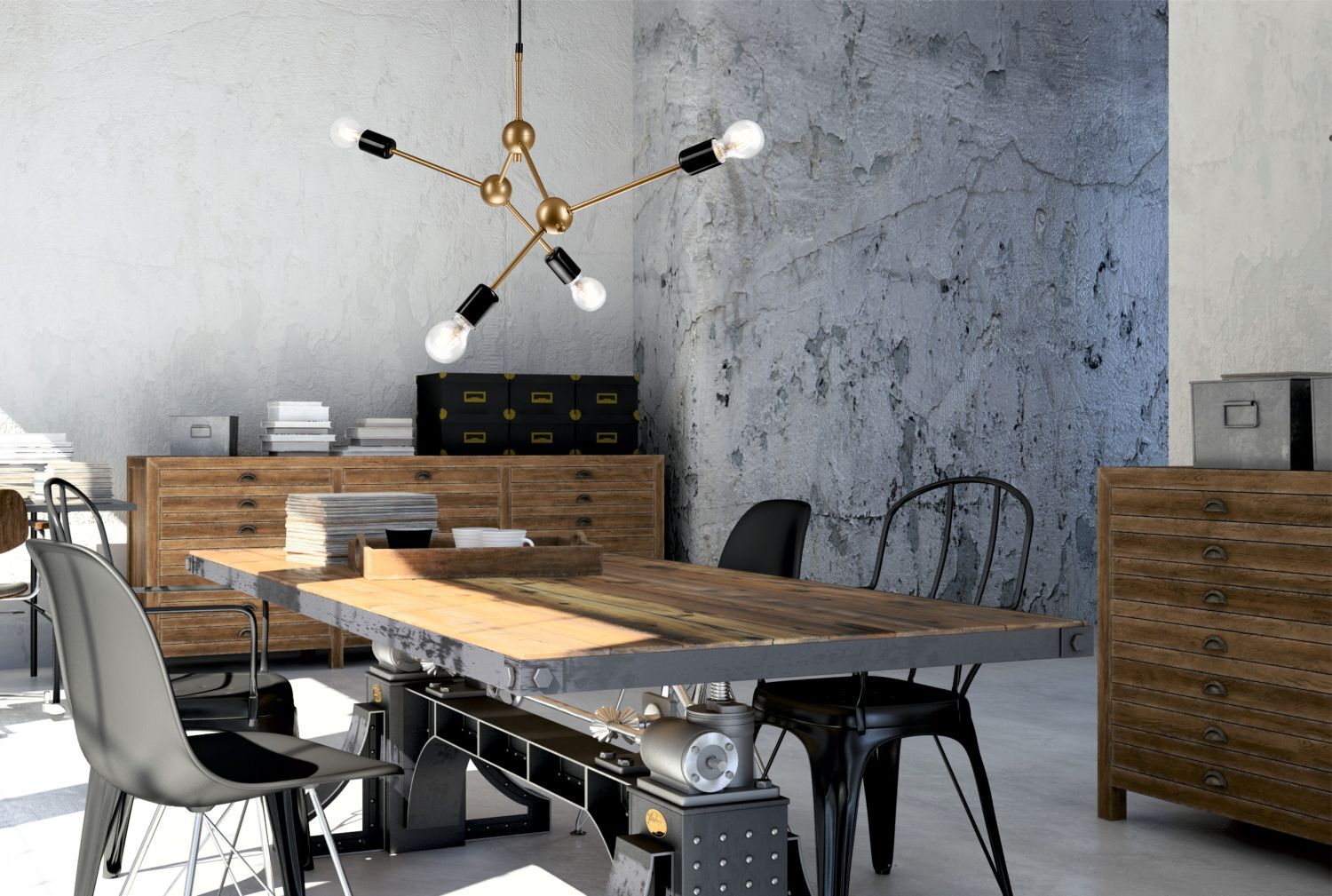 Suspension Lampe à suspendre en métal doré table à manger