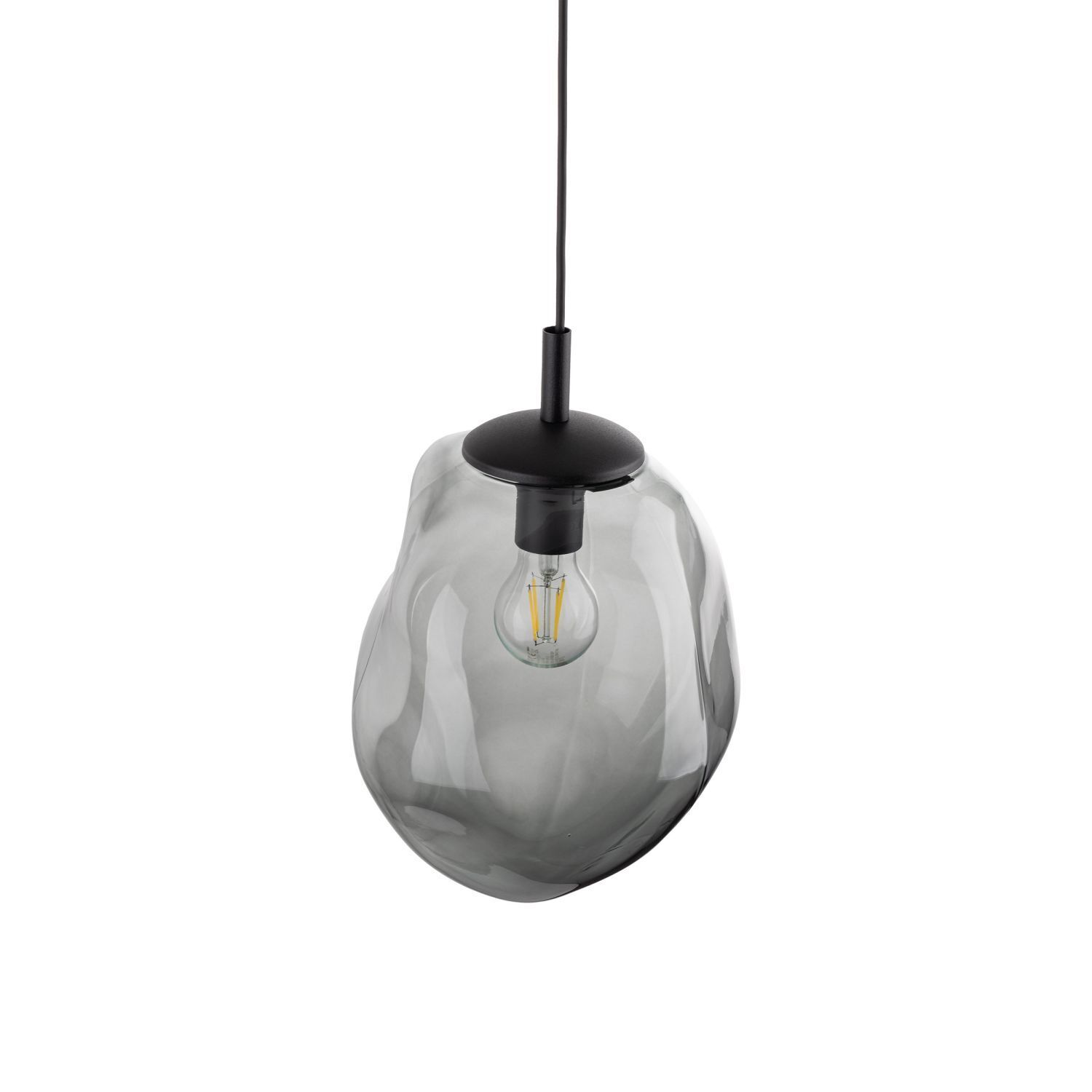 Hängelampe Rauchglas E27 B: 25 cm H: max. 175 cm Schwarz Grau Licht