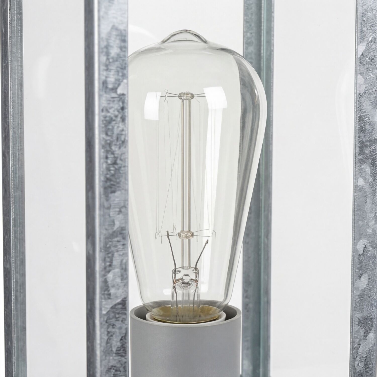 Sockelleuchte Vintage Aluminium in Zink IP44 E27 100 cm Glühbirne, Edison-Glühbirne, Lampe, Leuchtmittel, Klarglas