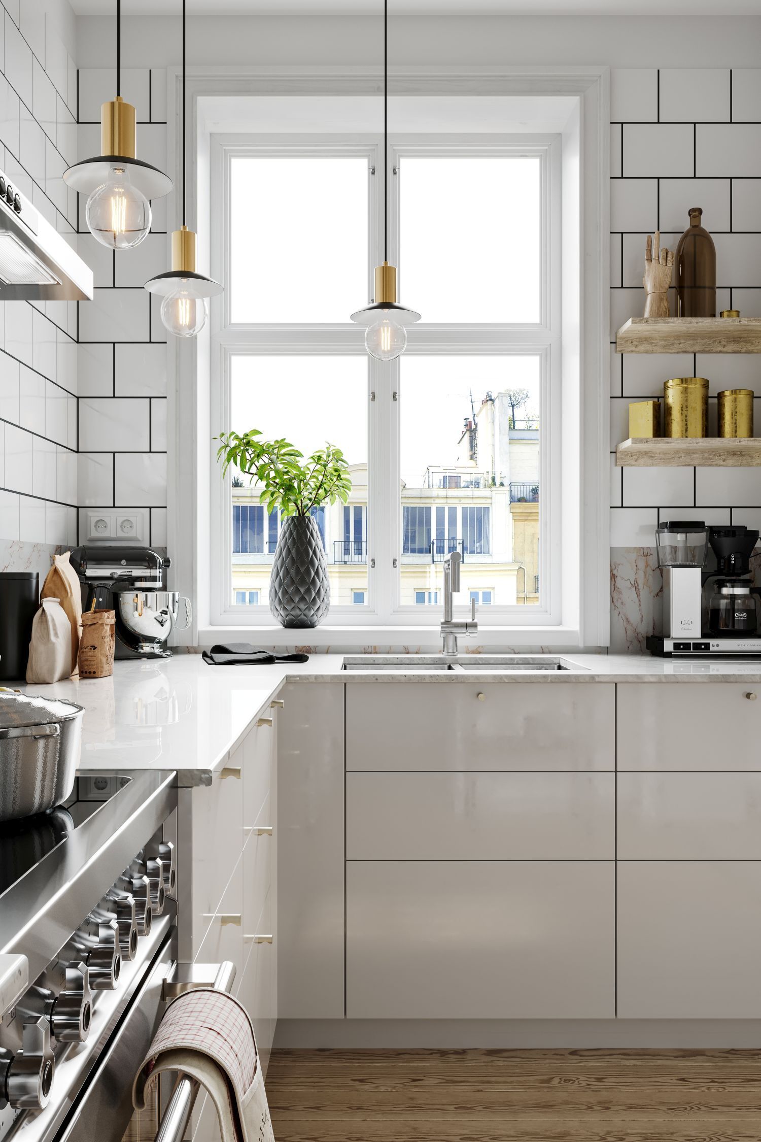 Drinnen, Innenarchitektur, Küche, Spüle, Waschbeckenhahn