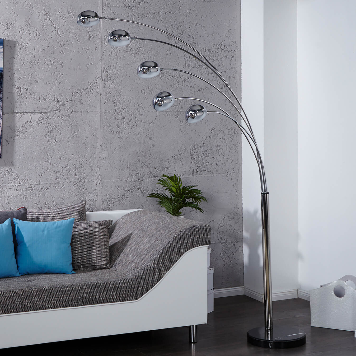 Lampe rétro Lampe design 200cm flexible argentée Lampe, Stehlampe