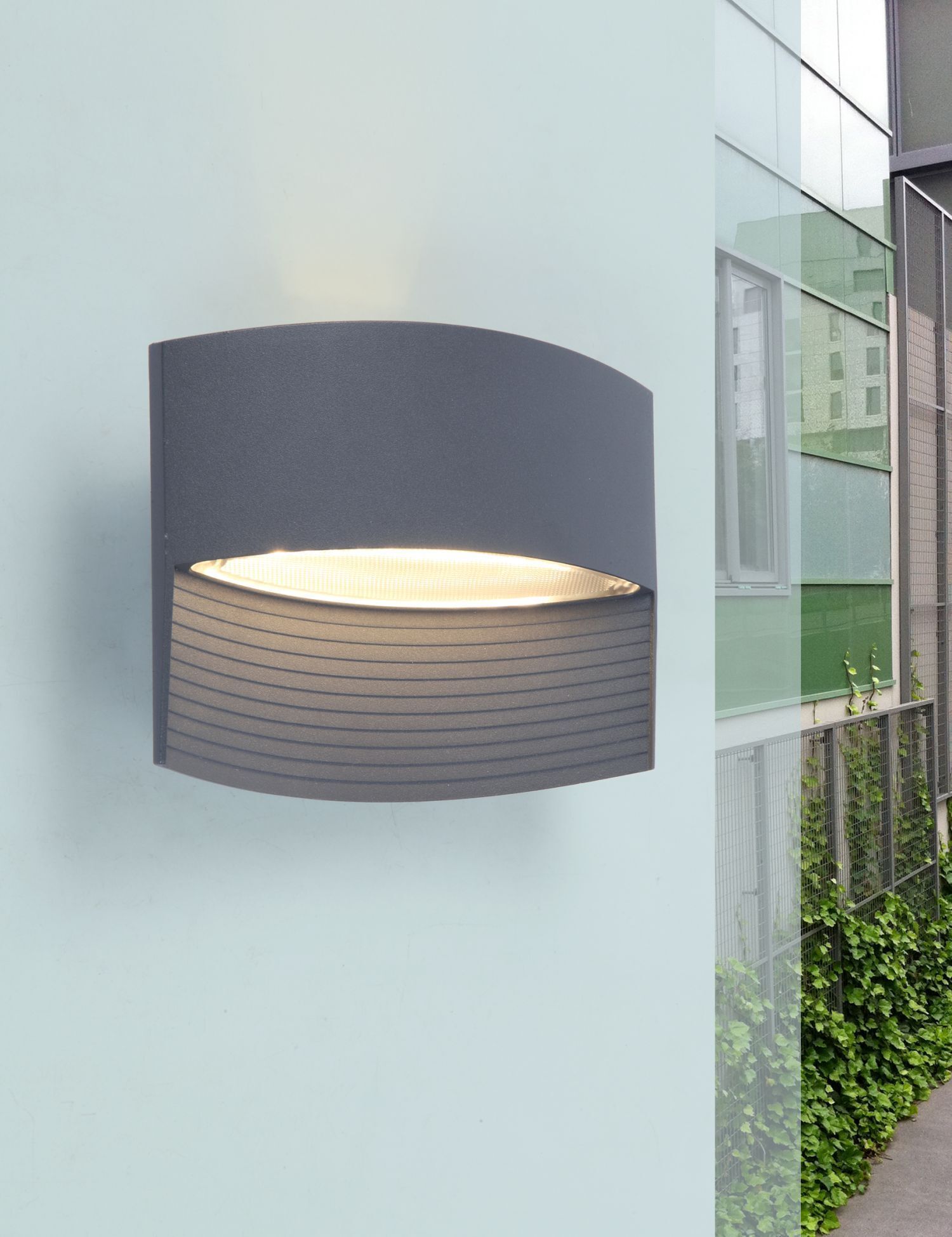 LED Wandlampe Anthrazit Aluminium B:18 cm IP54 3000 K