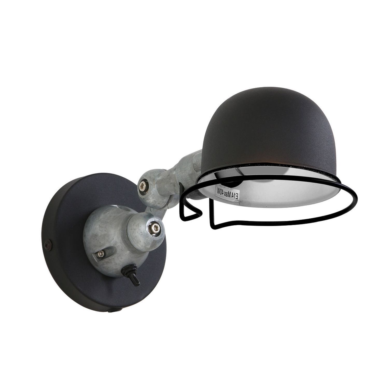 Wandspot mit Stecker in Schwarz Silber T:29 cm flexibel