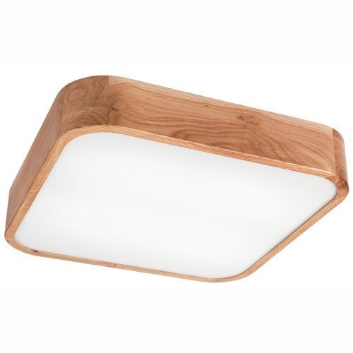 Lampe de plafonnier petit carré L : 45 cm bois métal pour 4x E27