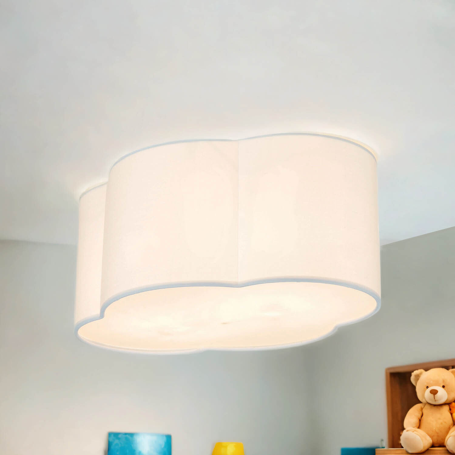 Weiße Deckenleuchte Stoff WOLKI Kinder Wolkenlampe Deckenleuchte, Lampe