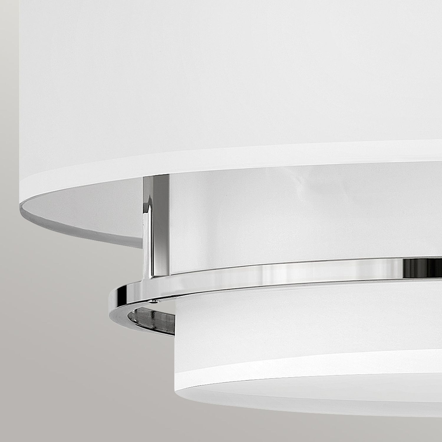 Deckenleuchte Stoffschirm E14 Ø 58,4 cm 4x rund Weiß Nickel deckenleuchte, rund, metall, chrom, weiß