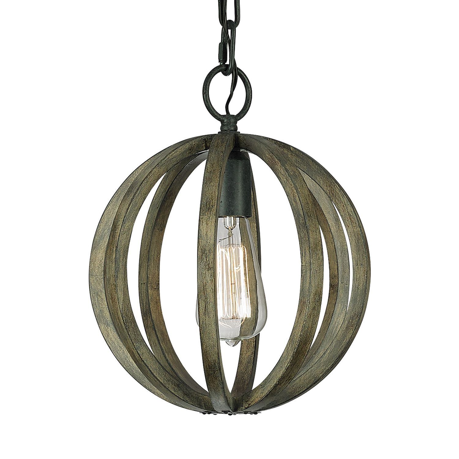 Lampe à suspendre confortable ARBARO Bois antique Rustique rond