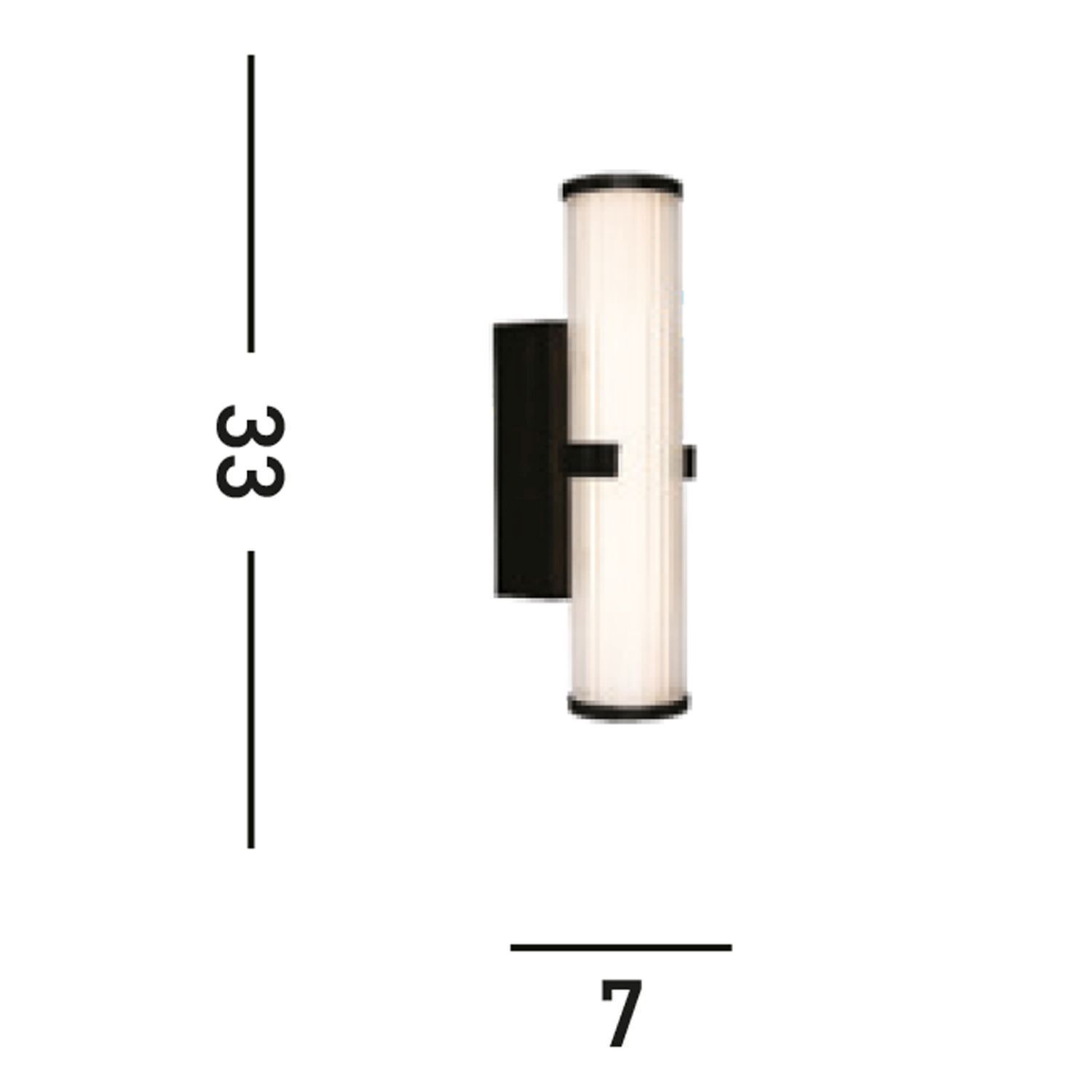 Applique LED Métal Verre IP44 H:32,5 cm Noir Blanc Zylinder