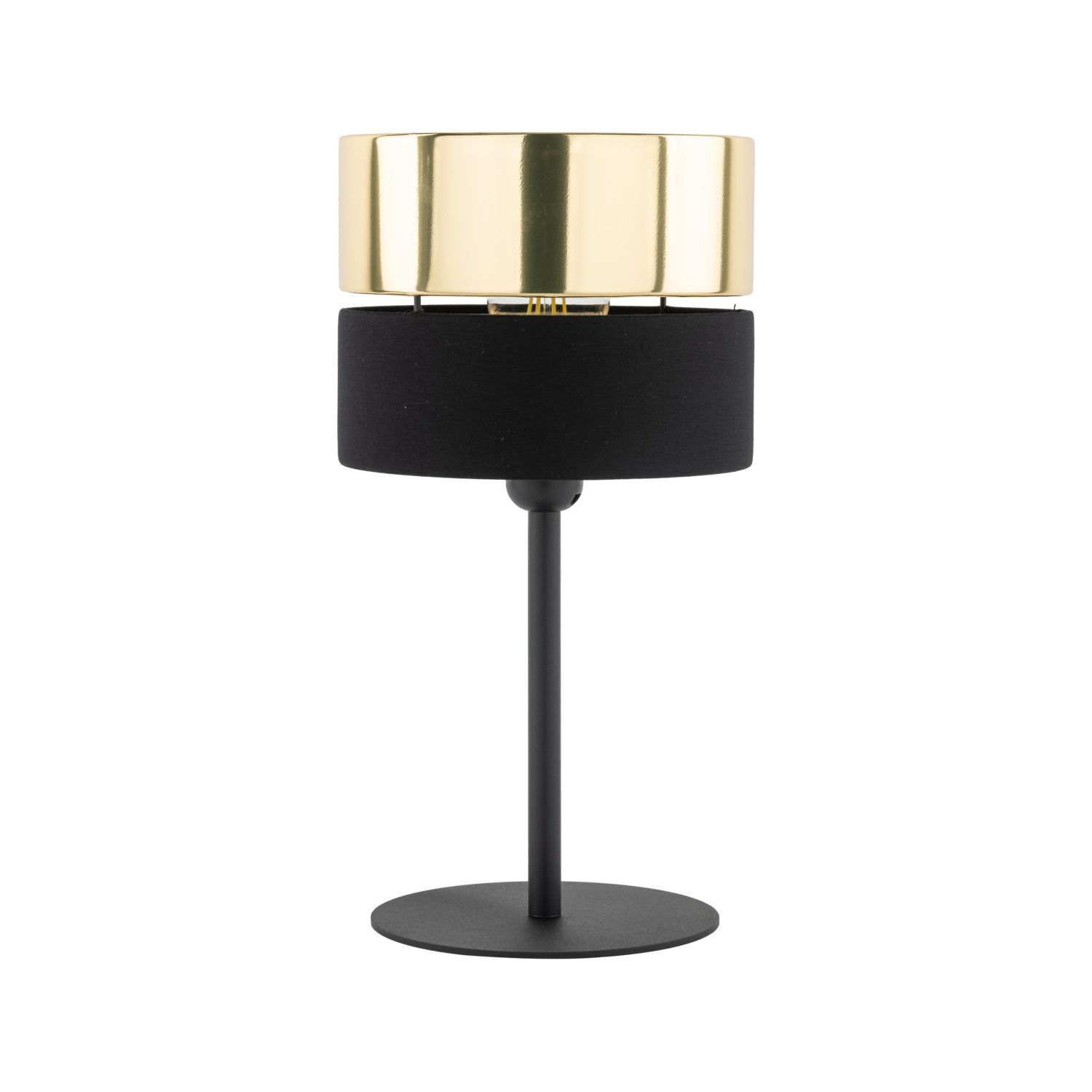 Lampe de table noir or 38,5 cm Ø 20 cm H : tissu métal E27 Lampe, Tischlampe