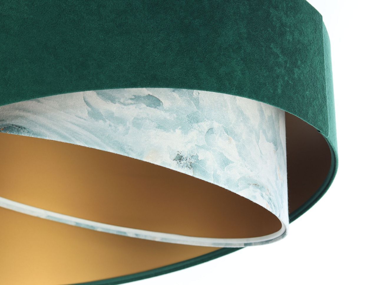 Suspension Tissu Ø 50 cm Aspect velours E27 Vert Bleu Or