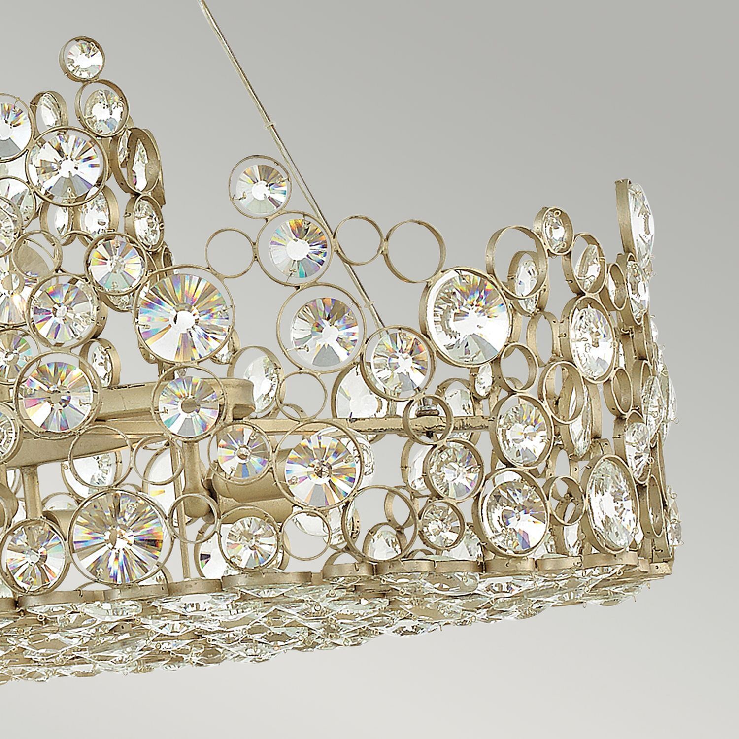 Lampe à suspendre table à manger ovale cristal métal en feuille d'argent Zubehor, Schmuck