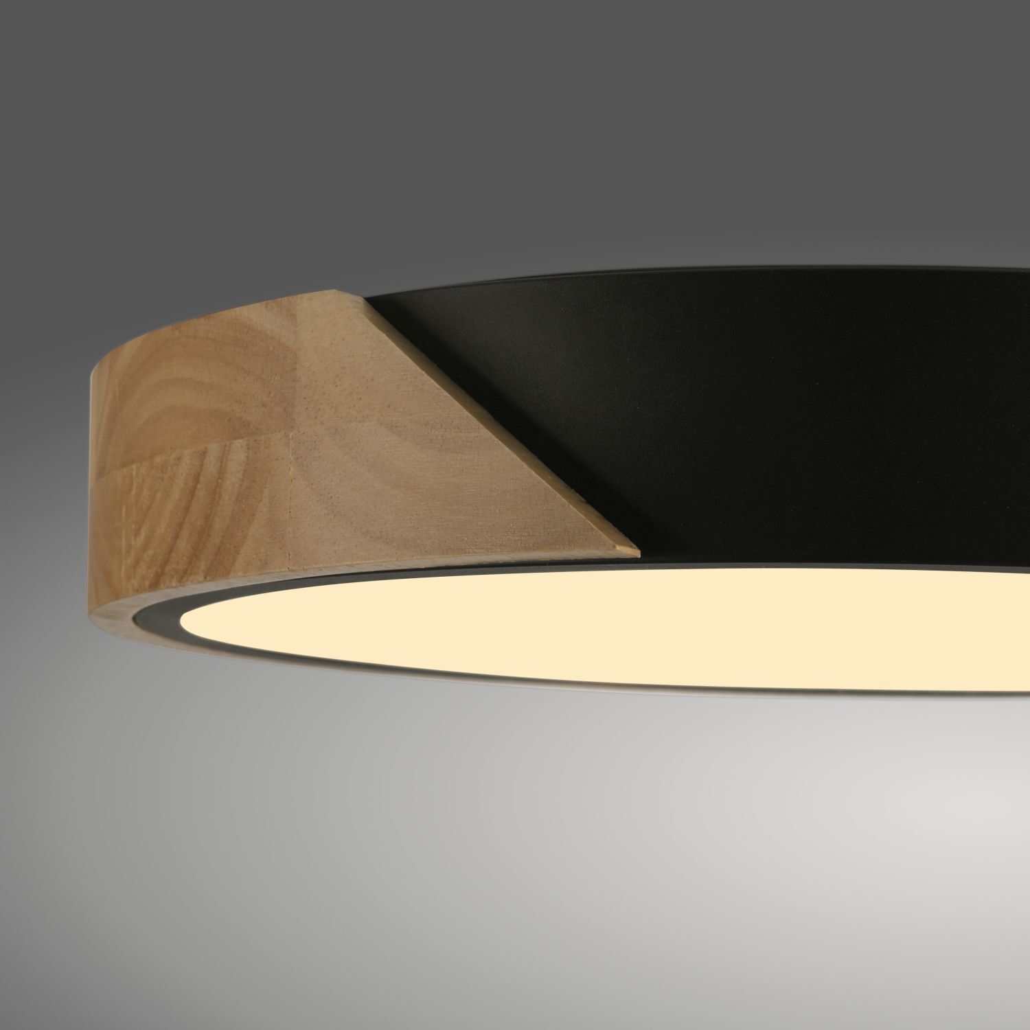 Lampe de plafonnier ronde LED bois Ø32 cm noir naturel 2520 lm