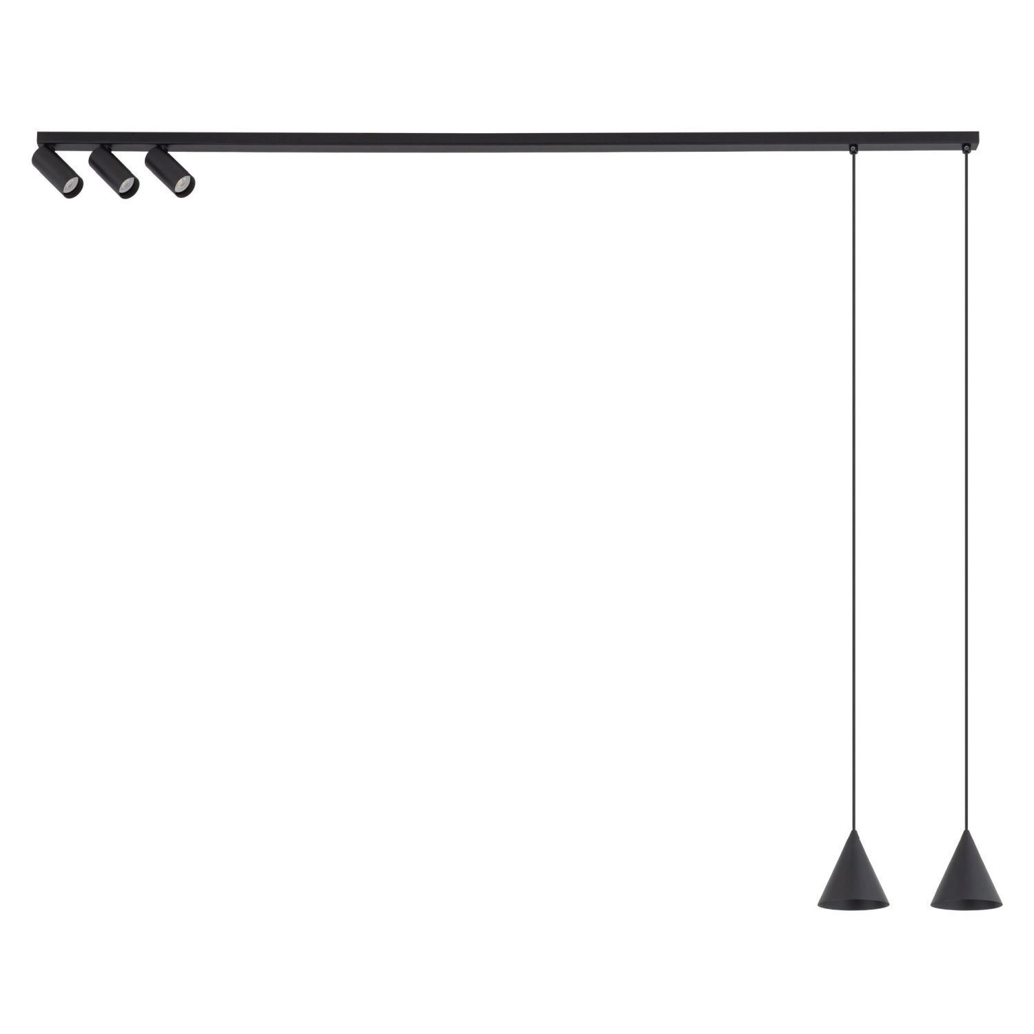 Flexible Hängelampe Aluminium 160 cm GU10 Schwarz