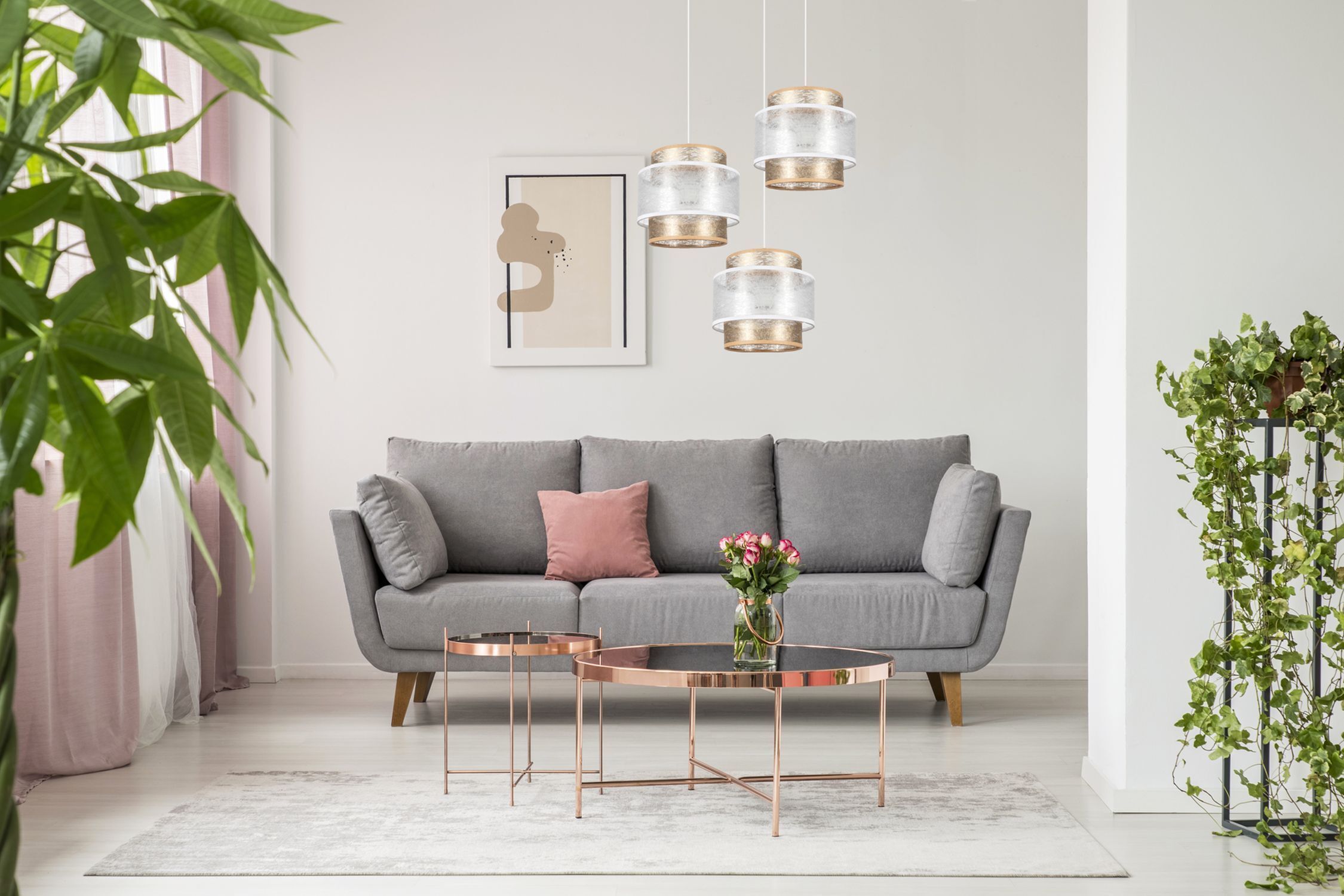 Blendarme Hängelampe Stoffschirme Weiß Gold E27 B:38 cm Dekoration für Zuhause, Wohnzimmer, Couch, Innenarchitektur, Tabelle